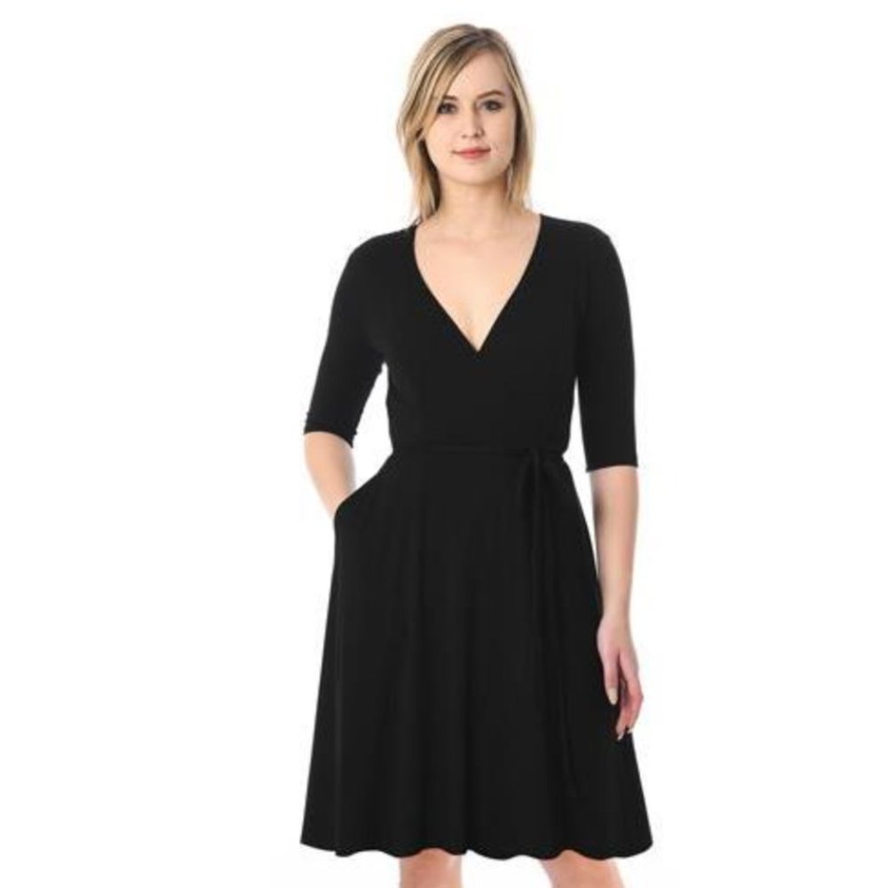Black eShakti Wrap Dress, Size 8